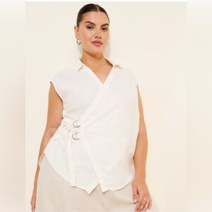 Anthropologie Pilcro White Wrap Blouse